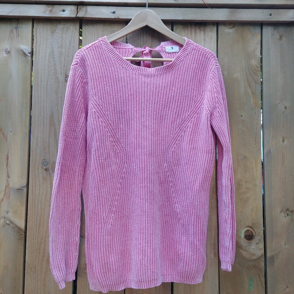 Bubblegum Pink Bow Tie Sweater Size M